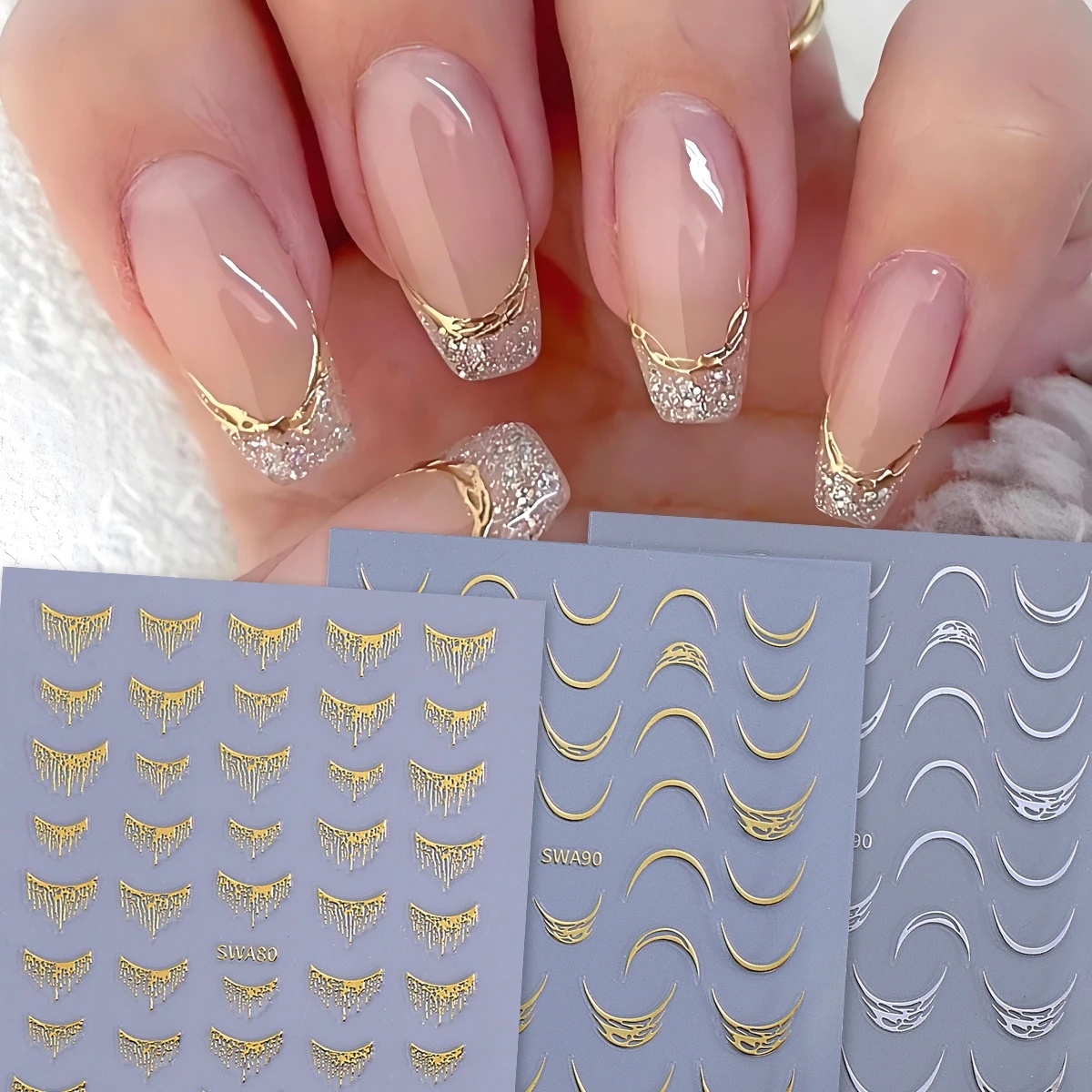 Nail Art Maroon - 1 قطعة ثلاثية الأبعاد التألق التذهيب
