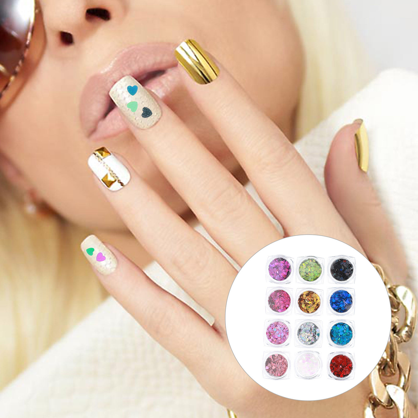 Nail Art Valentines Day - مجموعة واحدة من الترتر اللامع على
