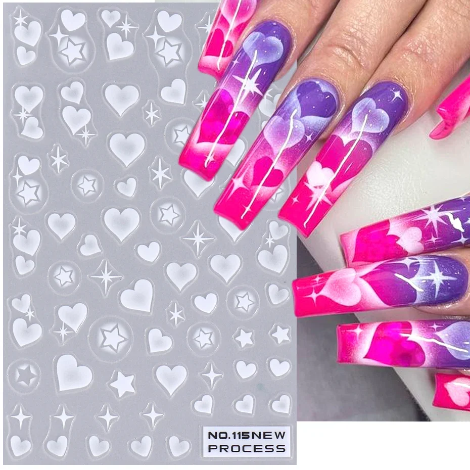 Nail Art Valentines Day - 2 قطعة ثلاثية الأبعاد القلب ستار