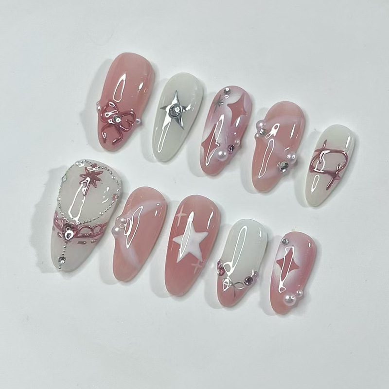 24 قطعة مجموعة أظافر اللوز الق - مراجعة Nail Art Maroon وسعره