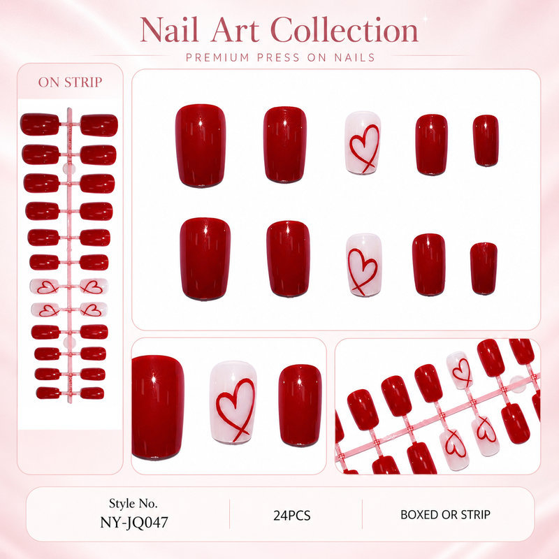 24 قطعة من الأظافر الاصطناعية  - مراجعة Nail Art Valentines Day وسعره