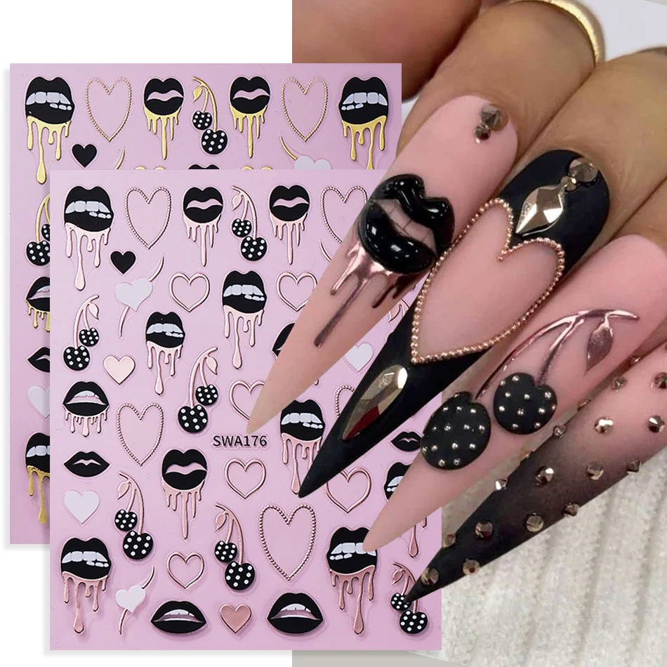 2 قطعة الشفاه السوداء الحب الق - مراجعة Nail Art Valentines Day وسعره