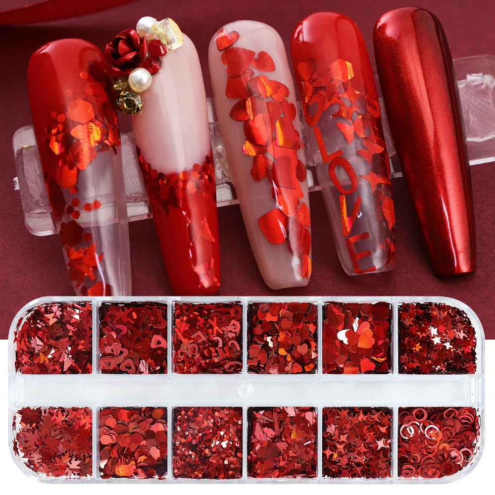 المجسم لامعة مسمار الفن بريق ر - مراجعة Nail Art Valentines Day وسعره