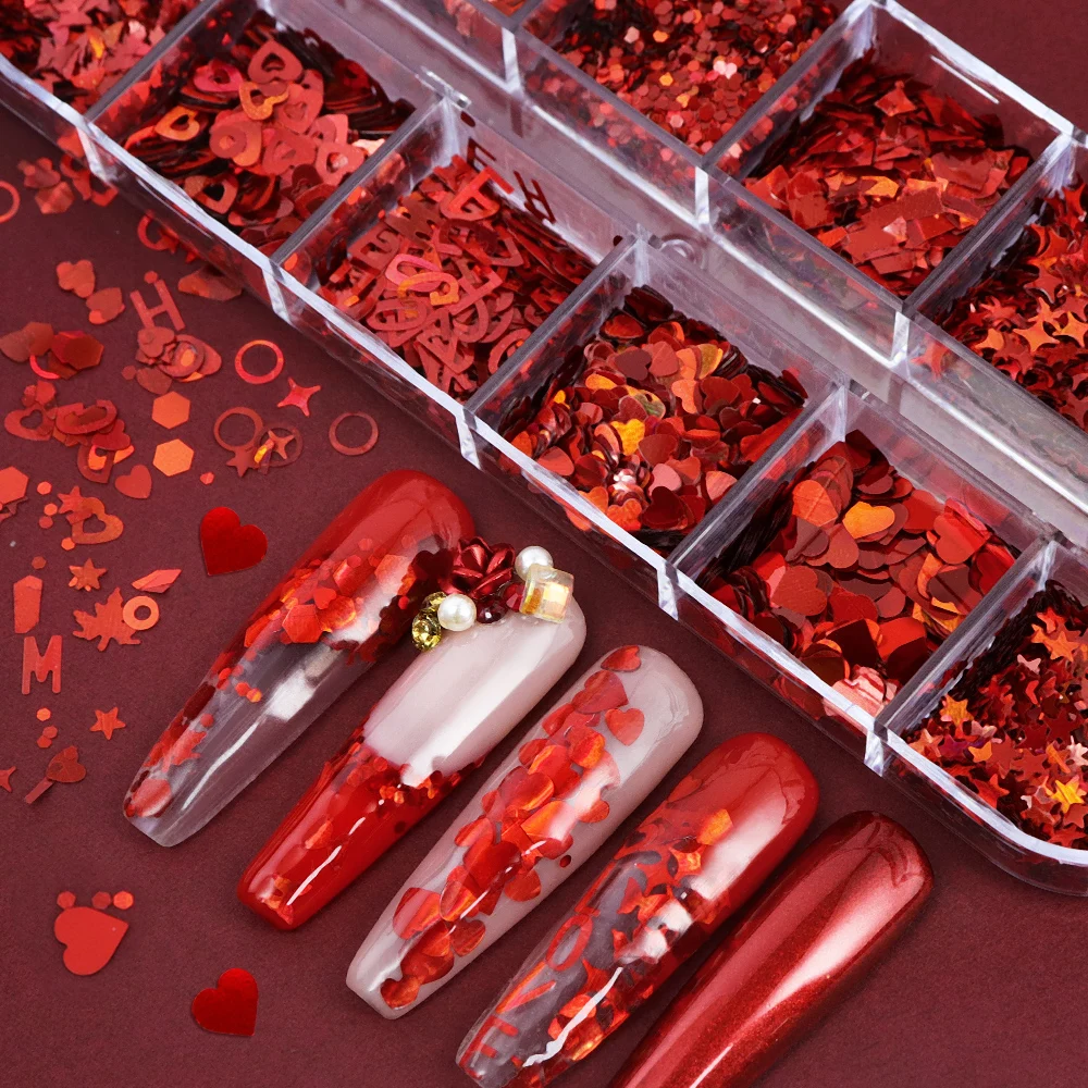 المجسم لامعة مسمار الفن بريق ر - مراجعة Nail Art Valentines Day وسعره