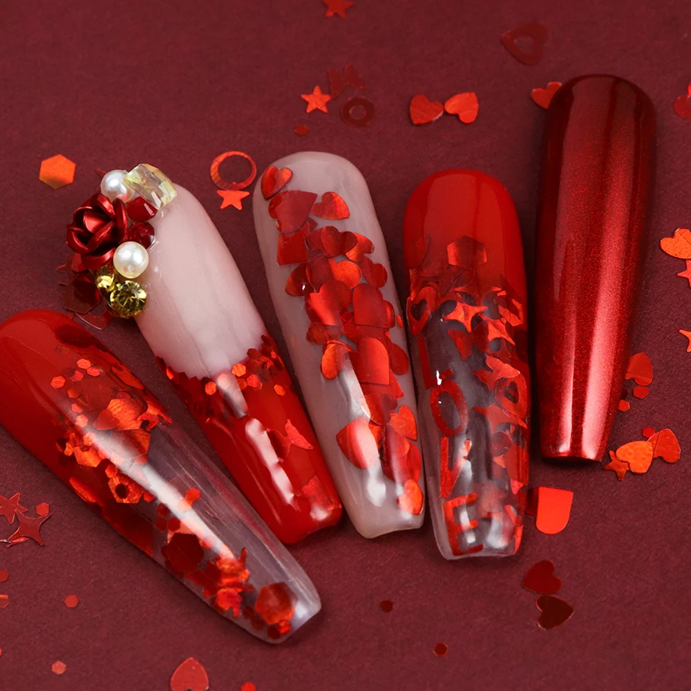 المجسم لامعة مسمار الفن بريق ر - مراجعة Nail Art Valentines Day وسعره